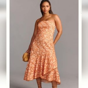 By Anthropologie Strapless A line Ruffle Hem Dress Sz 18W